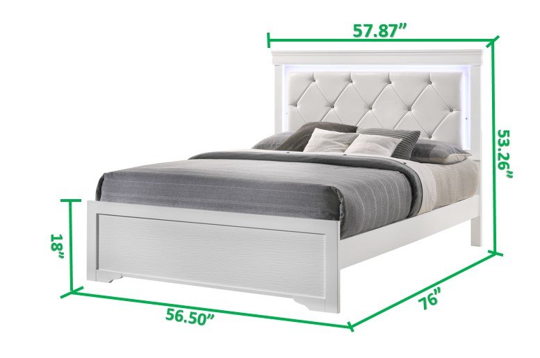 Galaxy Home Brooklyn Full Bed in White - Vida Furniture (Laredo,TX)