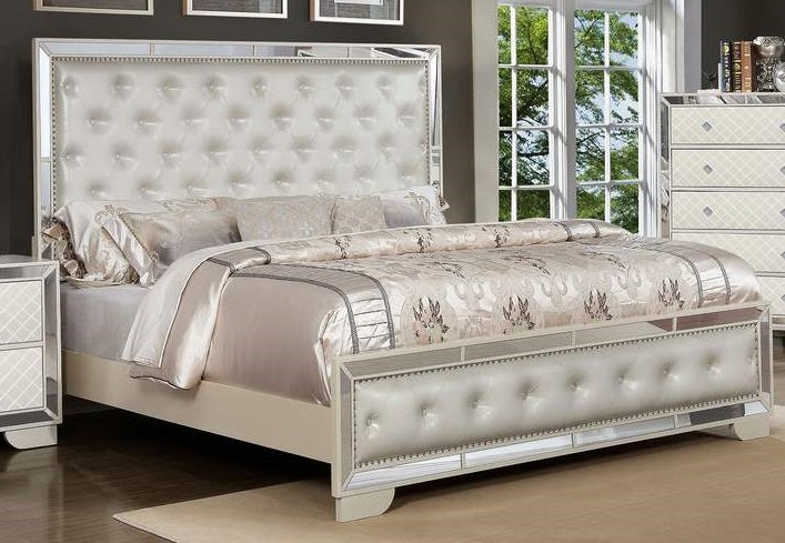 Galaxy Home Madison King Size Upholstery Bed in Beige - Vida Furniture (Laredo,TX)