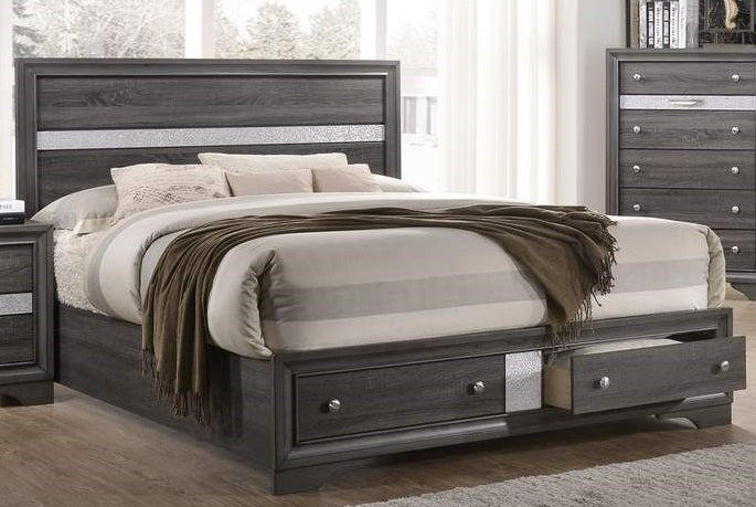 Galaxy Home Matrix King Bed in Gray - Vida Furniture (Laredo,TX)