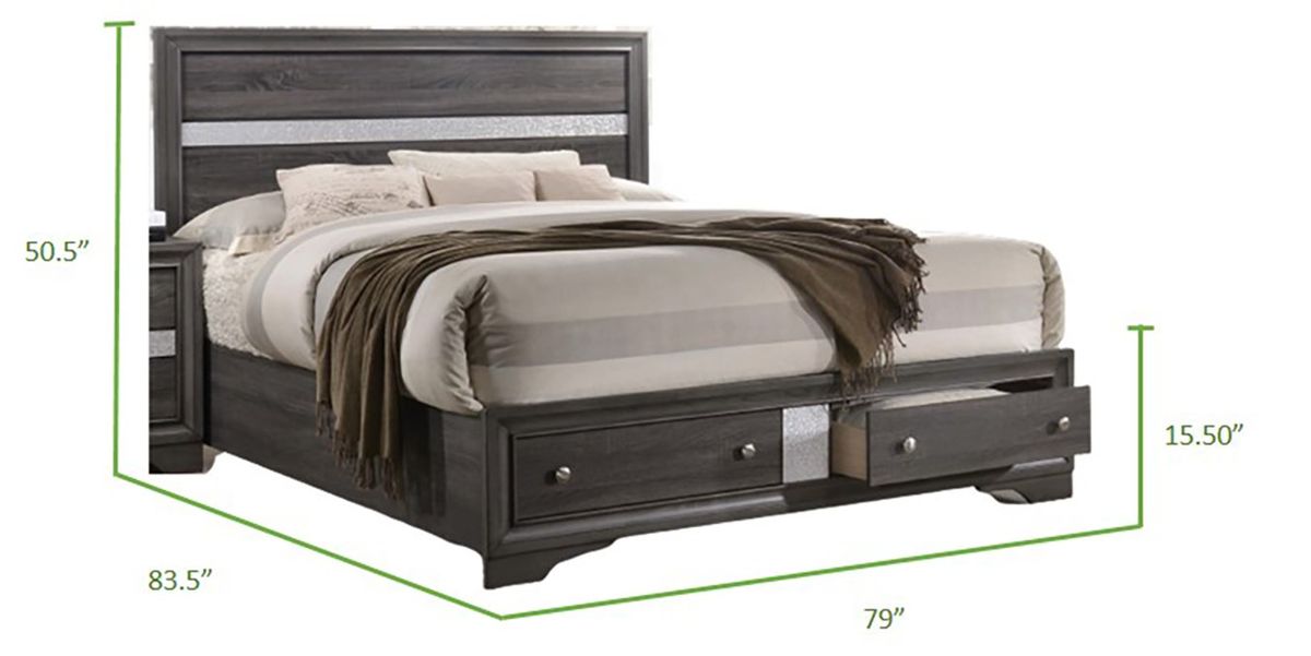 Galaxy Home Matrix King Bed in Gray - Vida Furniture (Laredo,TX)