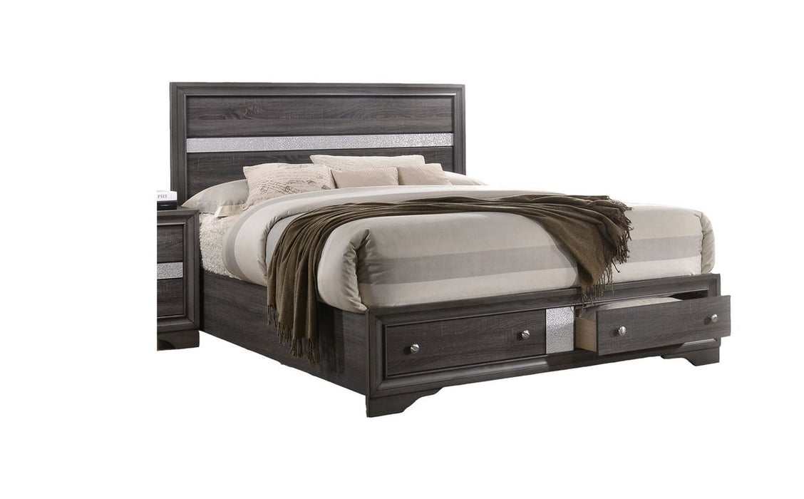 Galaxy Home Matrix King Bed in Gray - Vida Furniture (Laredo,TX)