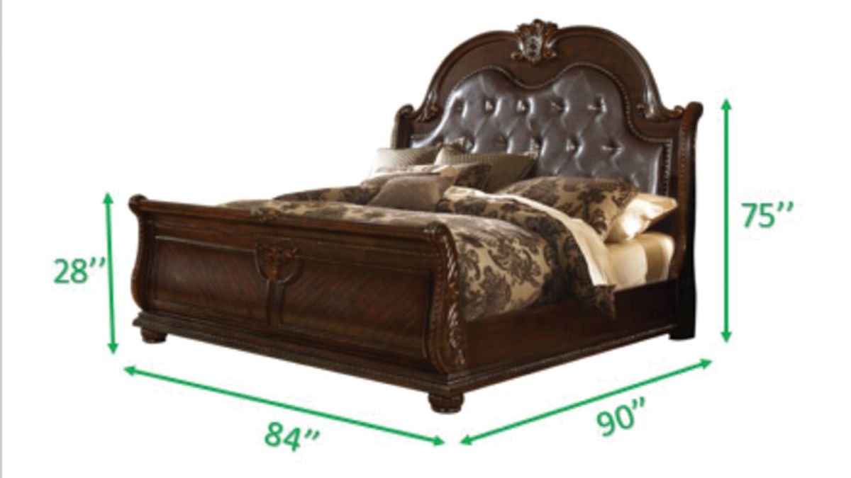 Galaxy Home Roma King Bed in Dark Walnut - Vida Furniture (Laredo,TX)