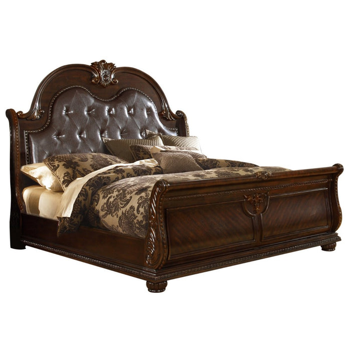 Galaxy Home Roma King Bed in Dark Walnut - Vida Furniture (Laredo,TX)