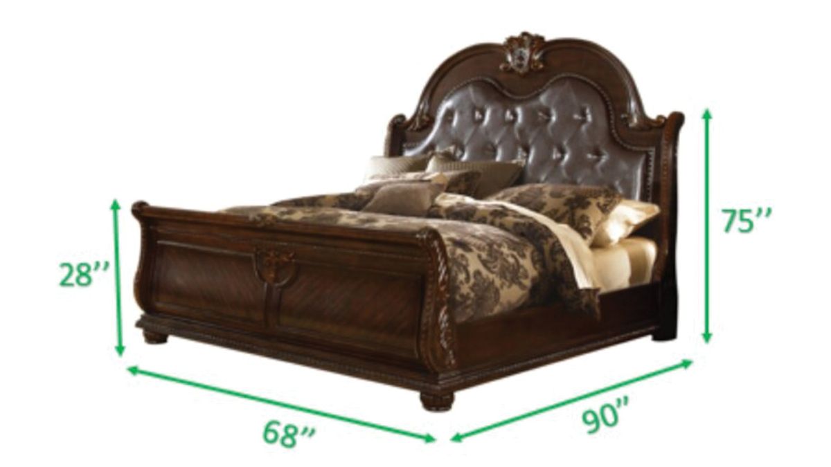 Galaxy Home Roma Queen Bed in Dark Walnut - Vida Furniture (Laredo,TX)