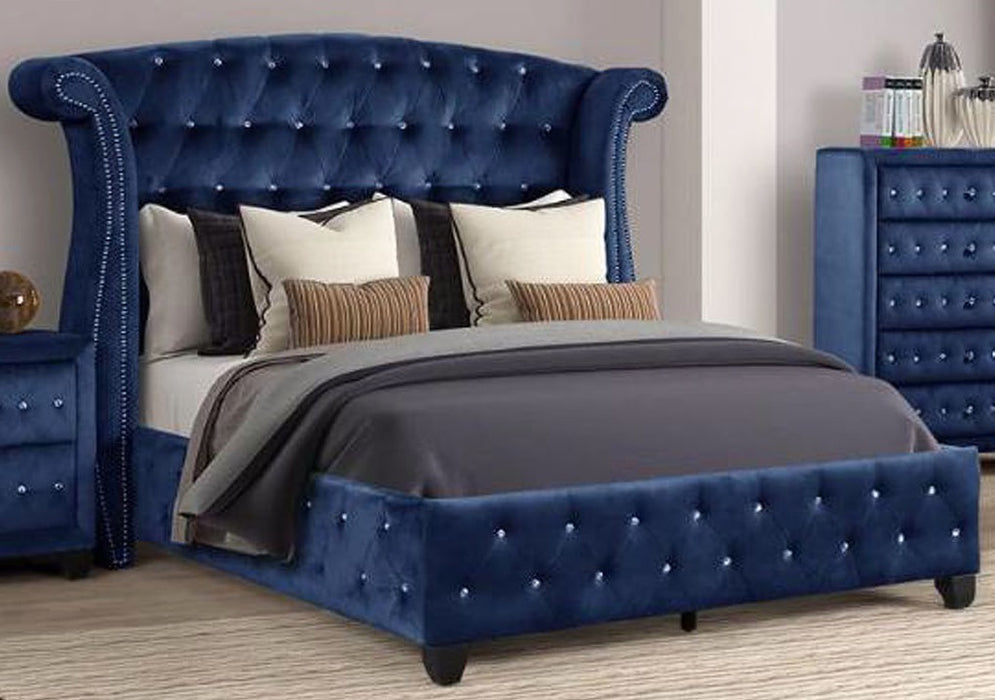 Galaxy Home Sophia King Bed in Blue - Vida Furniture (Laredo,TX)