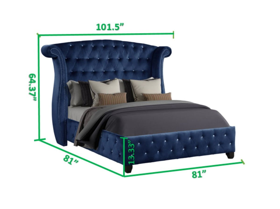 Galaxy Home Sophia King Bed in Blue - Vida Furniture (Laredo,TX)