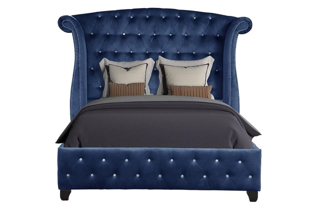 Galaxy Home Sophia Queen Bed in Blue - Vida Furniture (Laredo,TX)