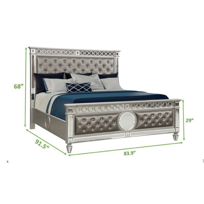 Galaxy Home Symphony King Bed in Silver - Vida Furniture (Laredo,TX)