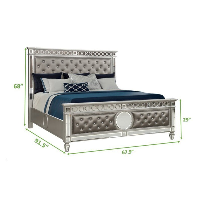Galaxy Home Symphony Queen Bed in Silver - Vida Furniture (Laredo,TX)