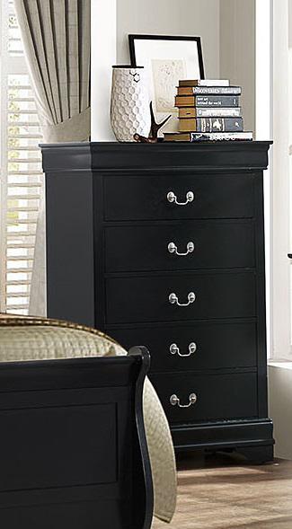 Galaxy Home Louis Phillipe 5 Drawer Chest in Black GHF-808857764218 - Vida Furniture (Laredo,TX)