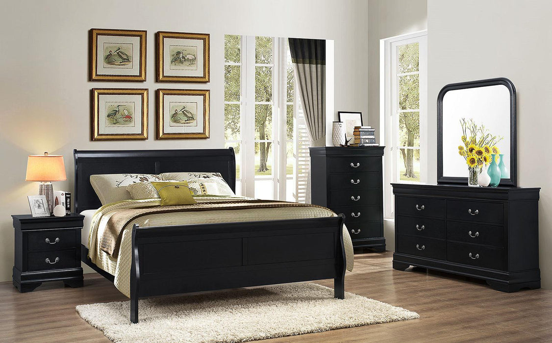 Galaxy Home Louis Phillipe 5 Drawer Chest in Black GHF-808857764218 - Vida Furniture (Laredo,TX)