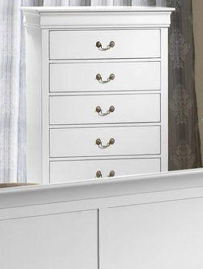 Galaxy Home Louis Phillipe 5 Drawer Chest in White GHF-808857597380 - Vida Furniture (Laredo,TX)