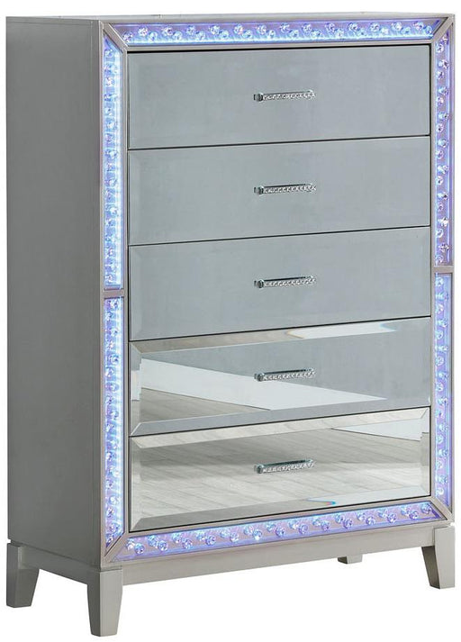 Galaxy Home Luxury 5 Drawer Chest in Silver GHF-808857551696 - Vida Furniture (Laredo,TX)