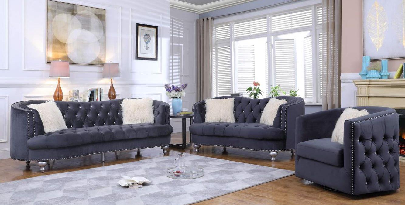 Galaxy Home Afreen Upholstered Loveseat in Gray GHF-808857661579 - Vida Furniture (Laredo,TX)
