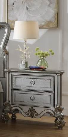 Galaxy Home Destiny 2 Drawer Nightstand in Silver GHF-808857747747 - Vida Furniture (Laredo,TX)