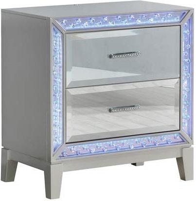 Galaxy Home Luxury 2 Drawer Nightstand in Silver GHF-808857956637 - Vida Furniture (Laredo,TX)