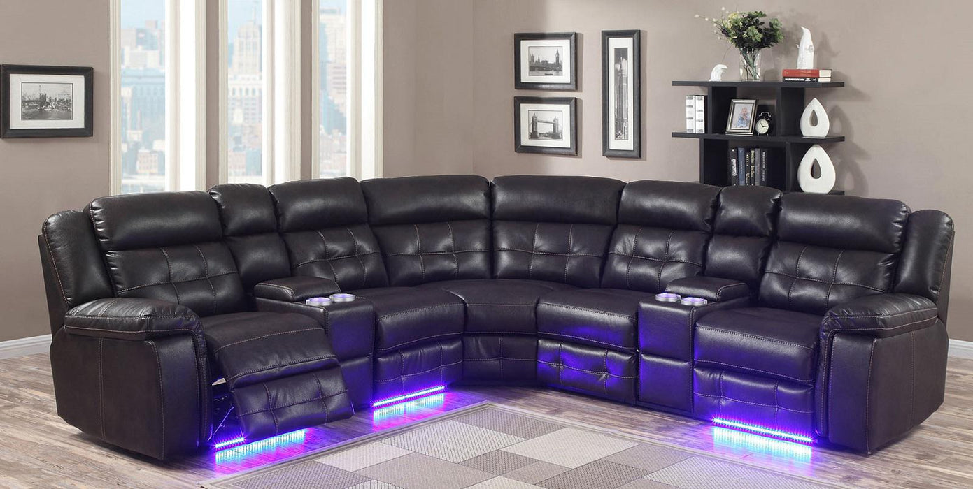 Galaxy Home Power Reclining Sectional in Espresso GHF-808857889232 - Vida Furniture (Laredo,TX)