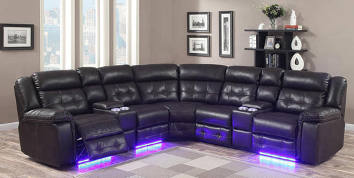 Galaxy Home Power Reclining Sectional in Espresso GHF-808857889232 - Vida Furniture (Laredo,TX)