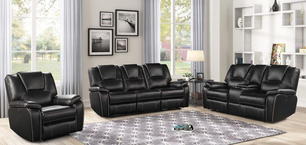 Galaxy Home Hong Kong Power Reclining Sofa in Black - Vida Furniture (Laredo,TX)