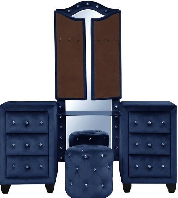 Galaxy Home Sophia Vanity in Blue - Vida Furniture (Laredo,TX)