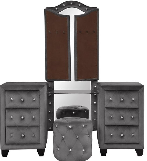 Galaxy Home Sophia Vanity in Gray - Vida Furniture (Laredo,TX)