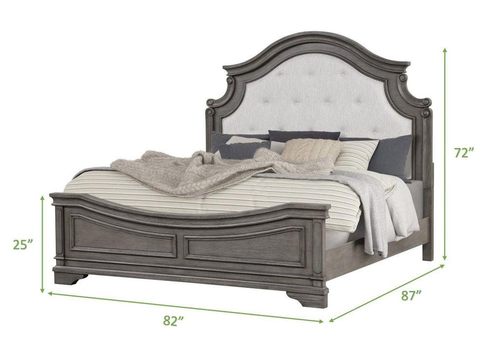 Galaxy Home Grace King Bed in Gray - Vida Furniture (Laredo,TX)