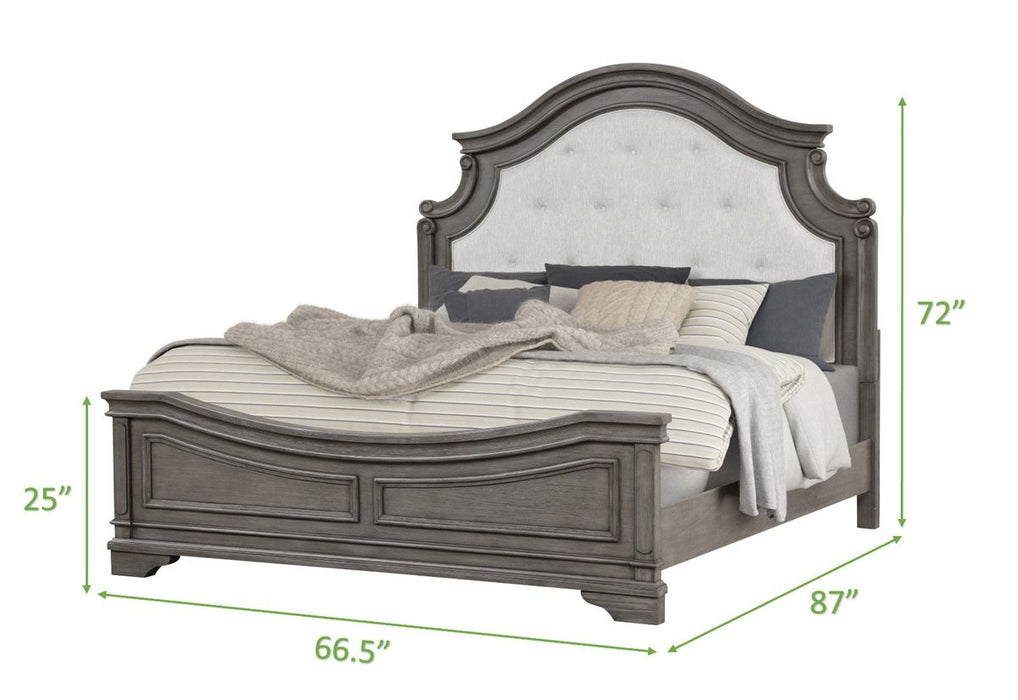Galaxy Home Grace Queen Bed in Gray - Vida Furniture (Laredo,TX)