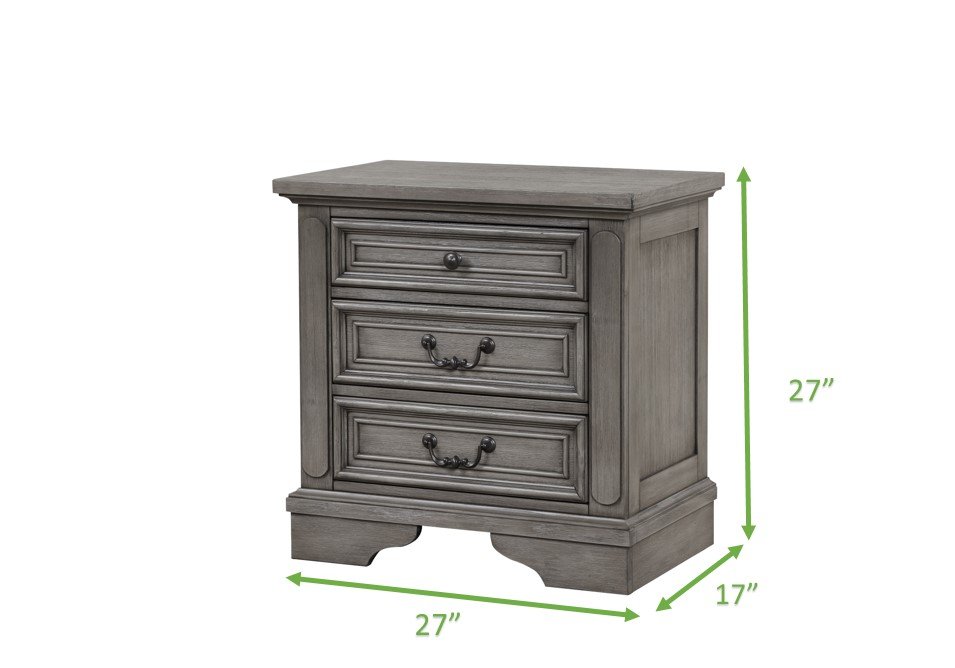 Galaxy Home Grace Nightstand in Gray - Vida Furniture (Laredo,TX)
