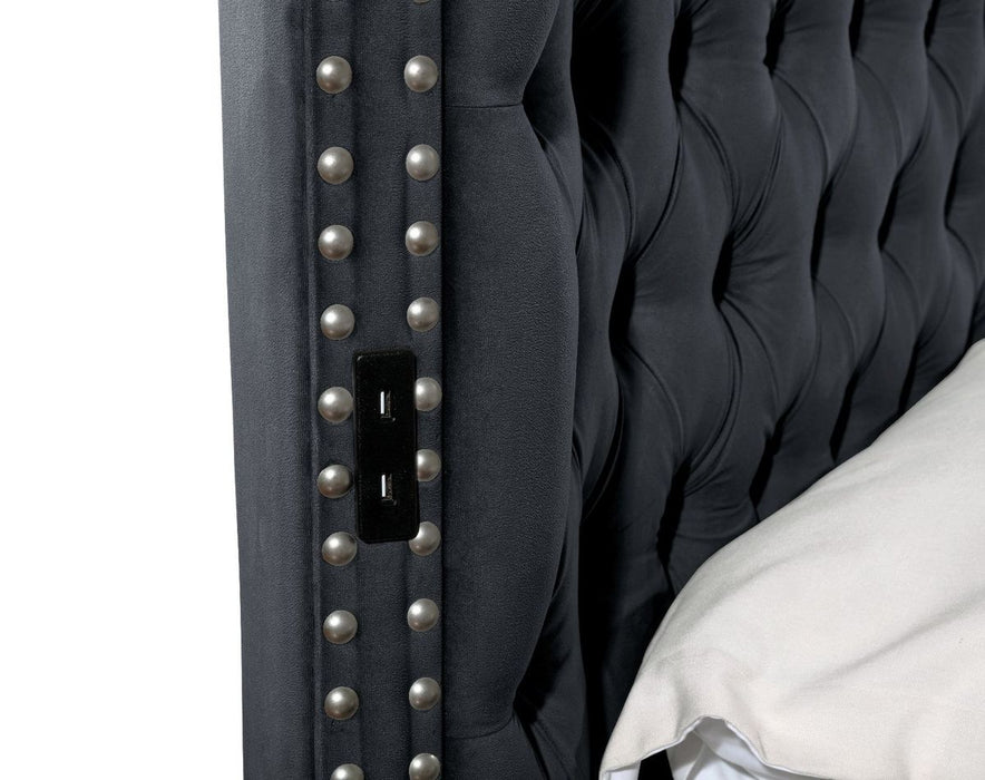 Galaxy Home Hazel King Bed in Black - Vida Furniture (Laredo,TX)
