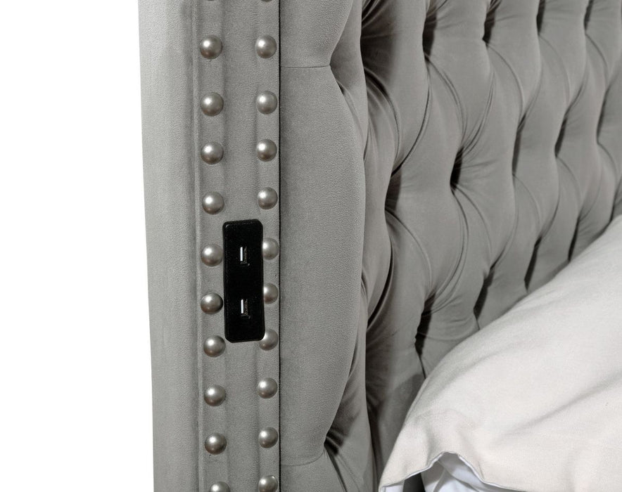 Galaxy Home Hazel King Bed in Gray - Vida Furniture (Laredo,TX)