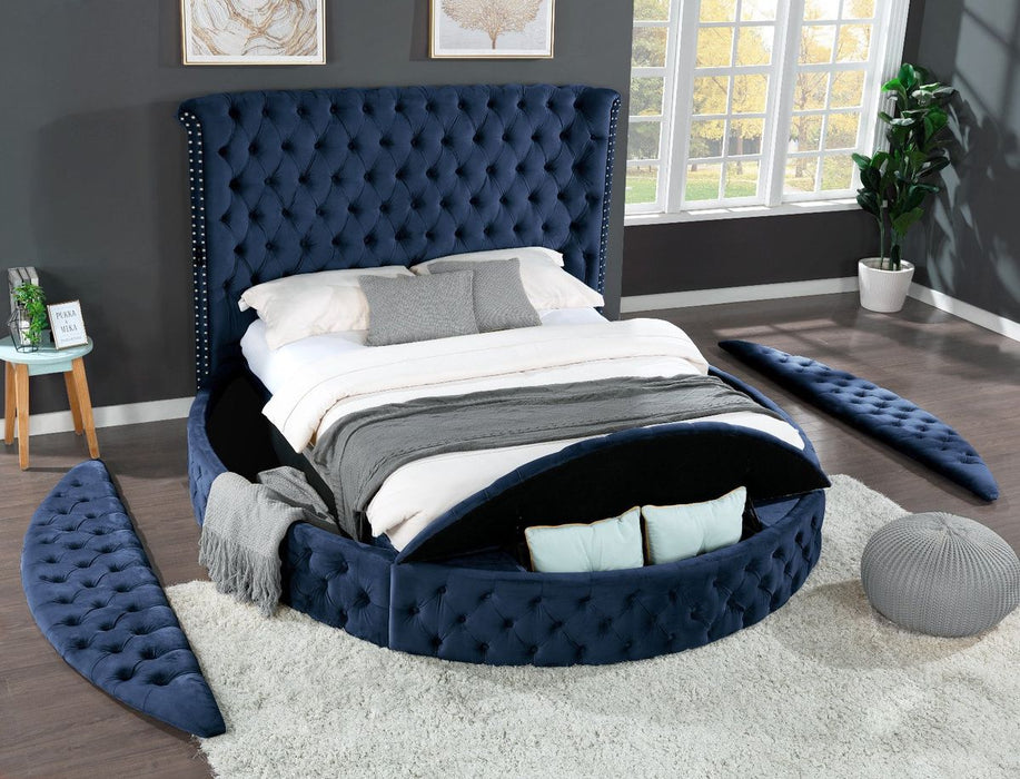 Galaxy Home Hazel Queen Bed in Blue - Vida Furniture (Laredo,TX)