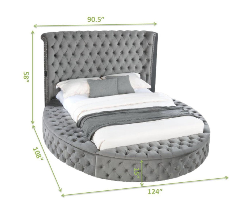 Galaxy Home Hazel King Bed in Gray - Vida Furniture (Laredo,TX)
