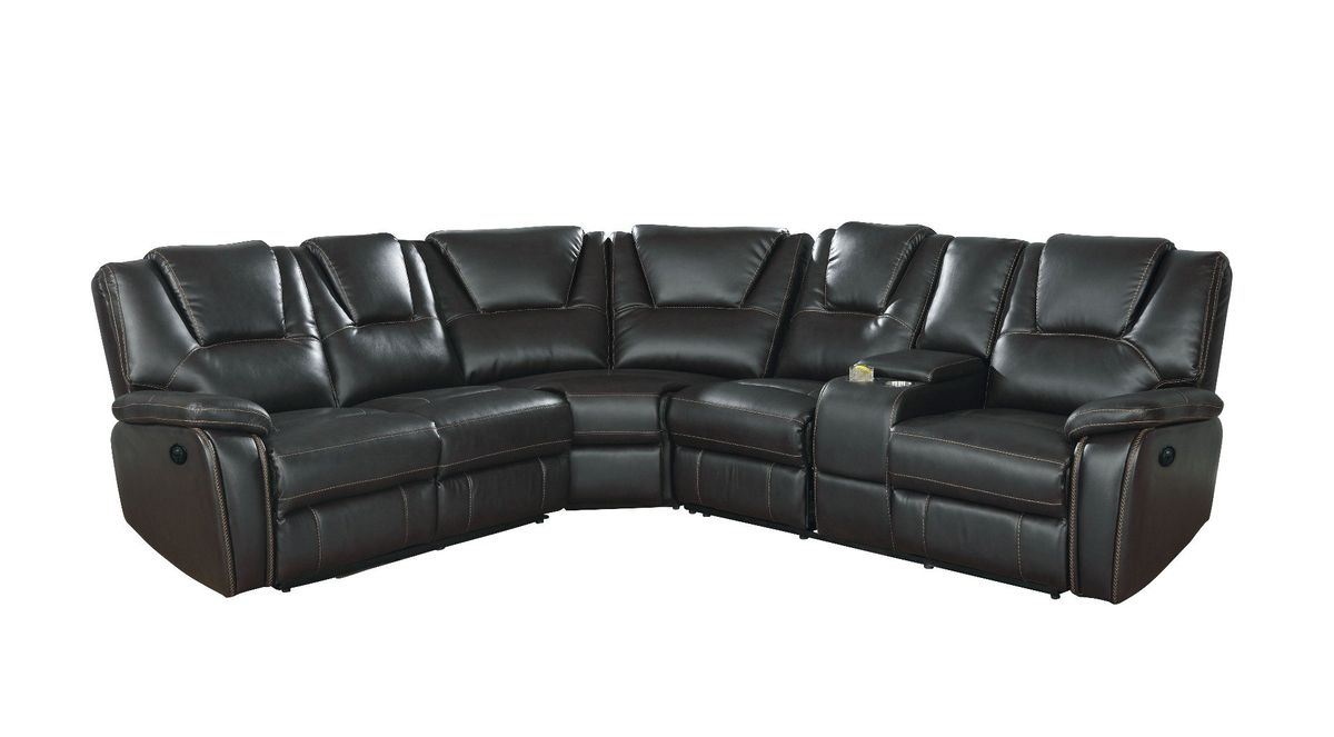 Galaxy Home Hong Kong Power Reclining Sectional in Black - Vida Furniture (Laredo,TX)