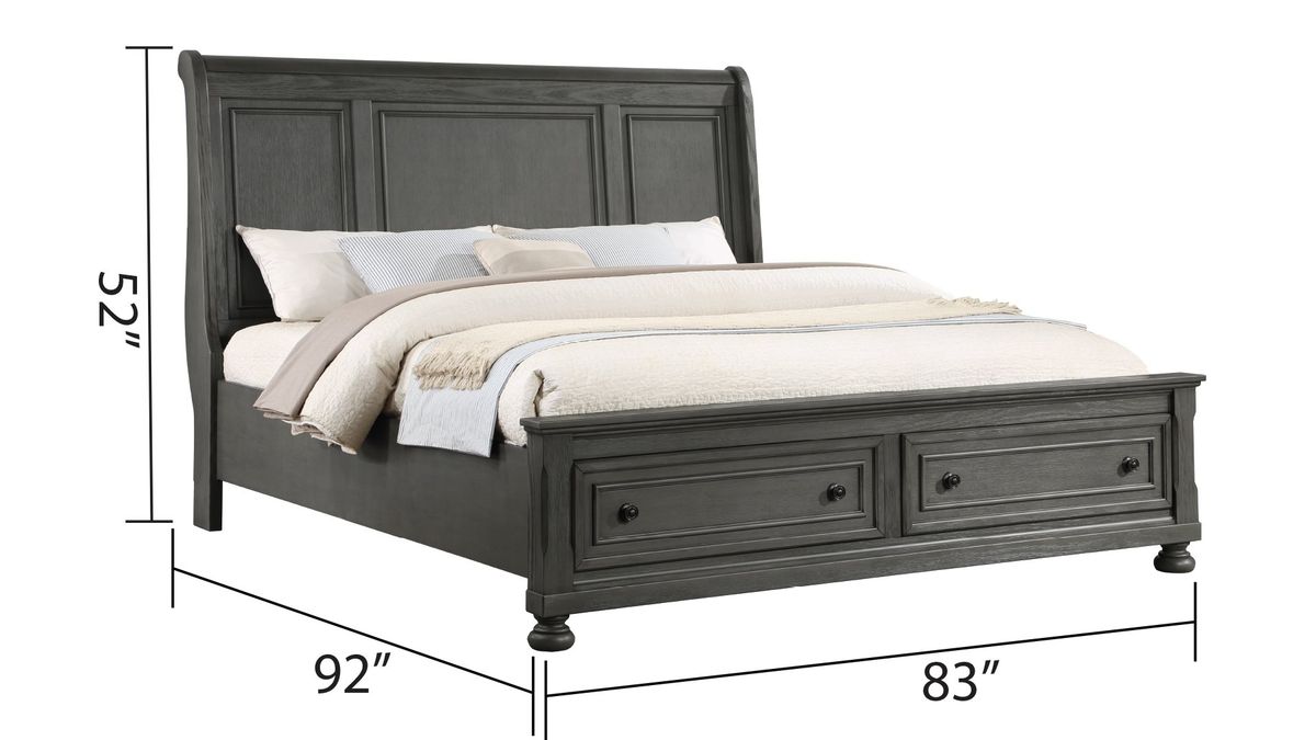 Galaxy Home Jackson King Bed in Gray - Vida Furniture (Laredo,TX)