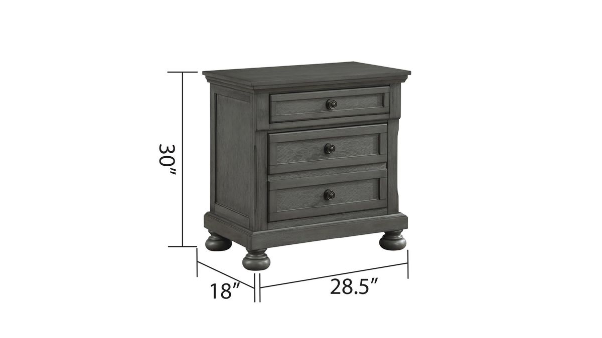 Galaxy Home Jackson Nightstand Gray - Vida Furniture (Laredo,TX)