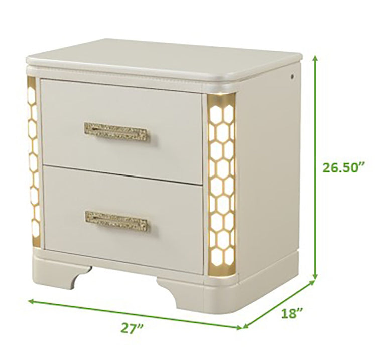 Galaxy Home Jasmine Nightstand in Beige - Vida Furniture (Laredo,TX)