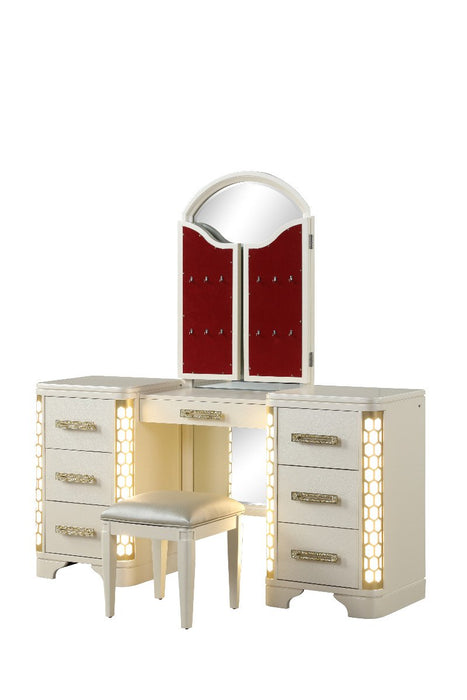 Galaxy Home Jasmine Vanity Set in Beige - Vida Furniture (Laredo,TX)