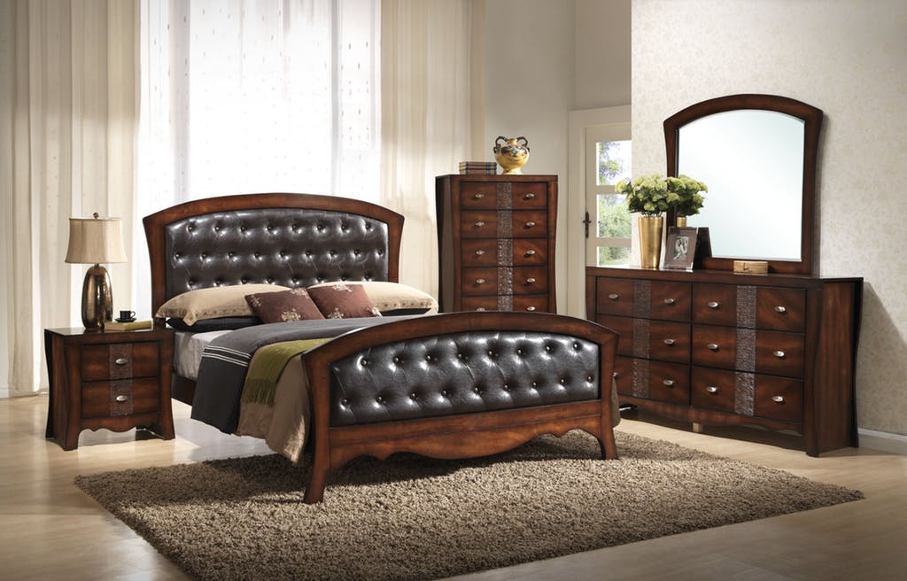 Elements International Jenny 6 Drawers Dresser in Medium Espresso Lacquer - Vida Furniture (Laredo,TX)