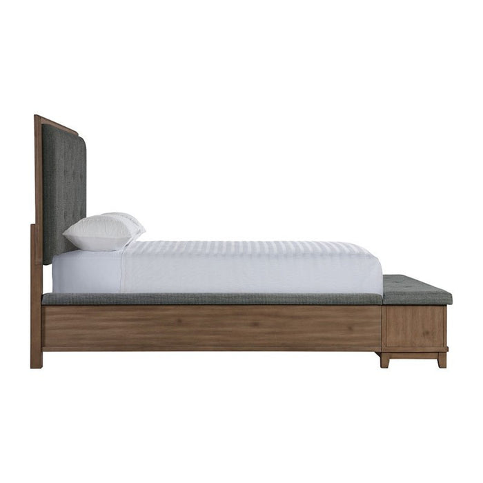 Elements International Jolene King Storage Bed in Grey - Vida Furniture (Laredo,TX)