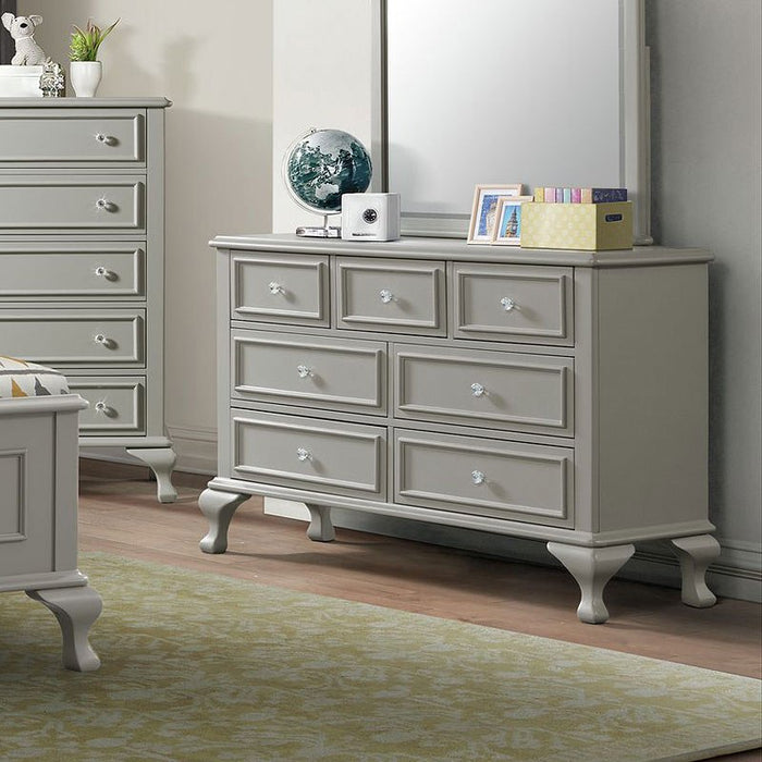 Elements International Jesse Youth Dresser in Grey - Vida Furniture (Laredo,TX)
