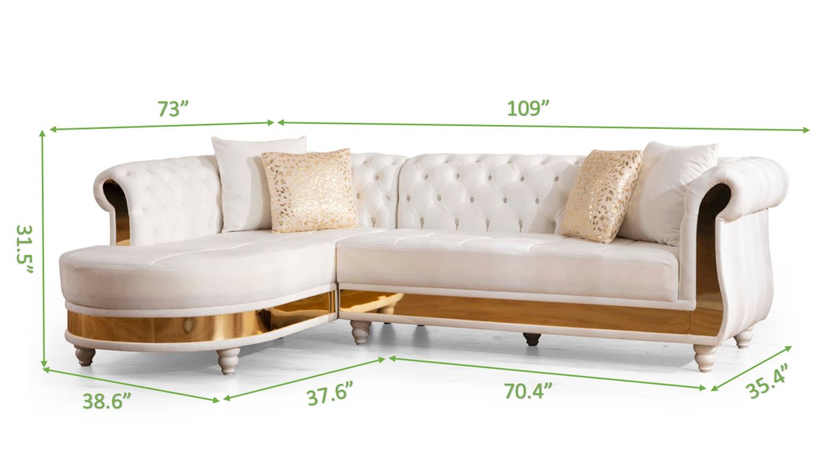 Galaxy Home Julia Sectional In White - Vida Furniture (Laredo,TX)
