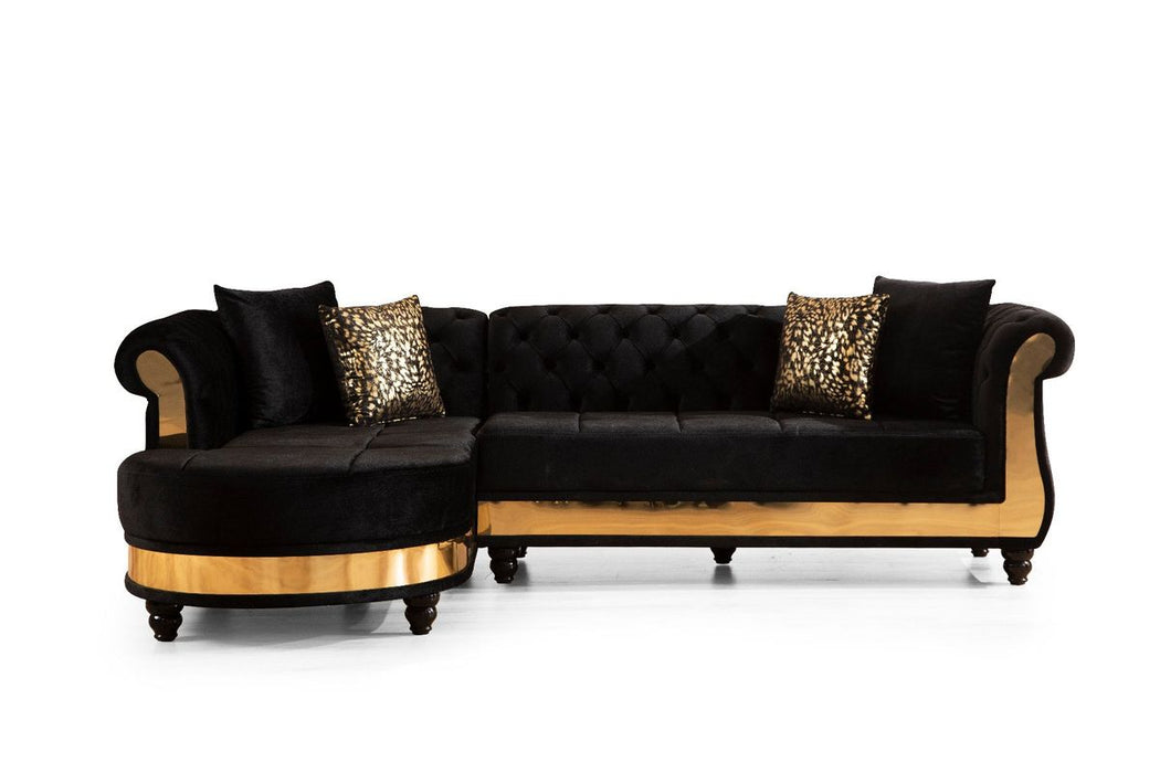 Galaxy Home Julia Sectional In Black - Vida Furniture (Laredo,TX)