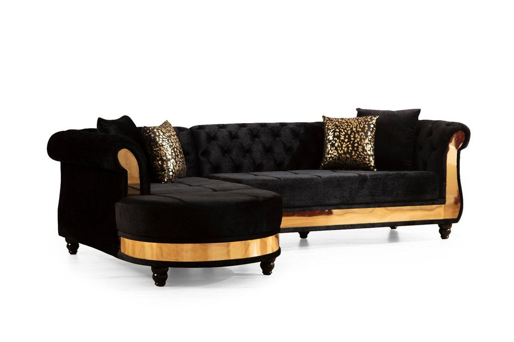 Galaxy Home Julia Sectional In Black - Vida Furniture (Laredo,TX)
