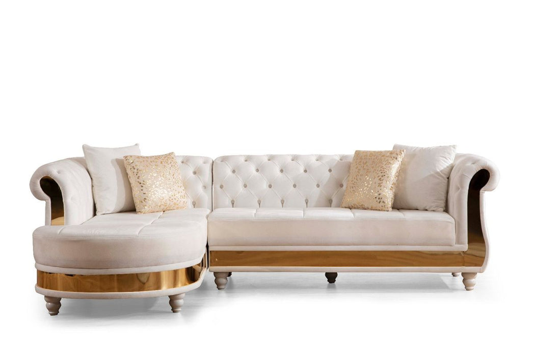 Galaxy Home Julia Sectional In White - Vida Furniture (Laredo,TX)