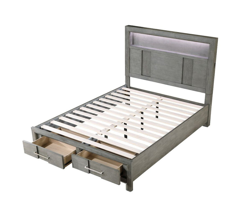 Galaxy Home Kenzo King Bed in Gray - Vida Furniture (Laredo,TX)