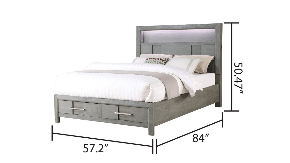 Galaxy Home Kenzo Full Bed in Gray - Vida Furniture (Laredo,TX)