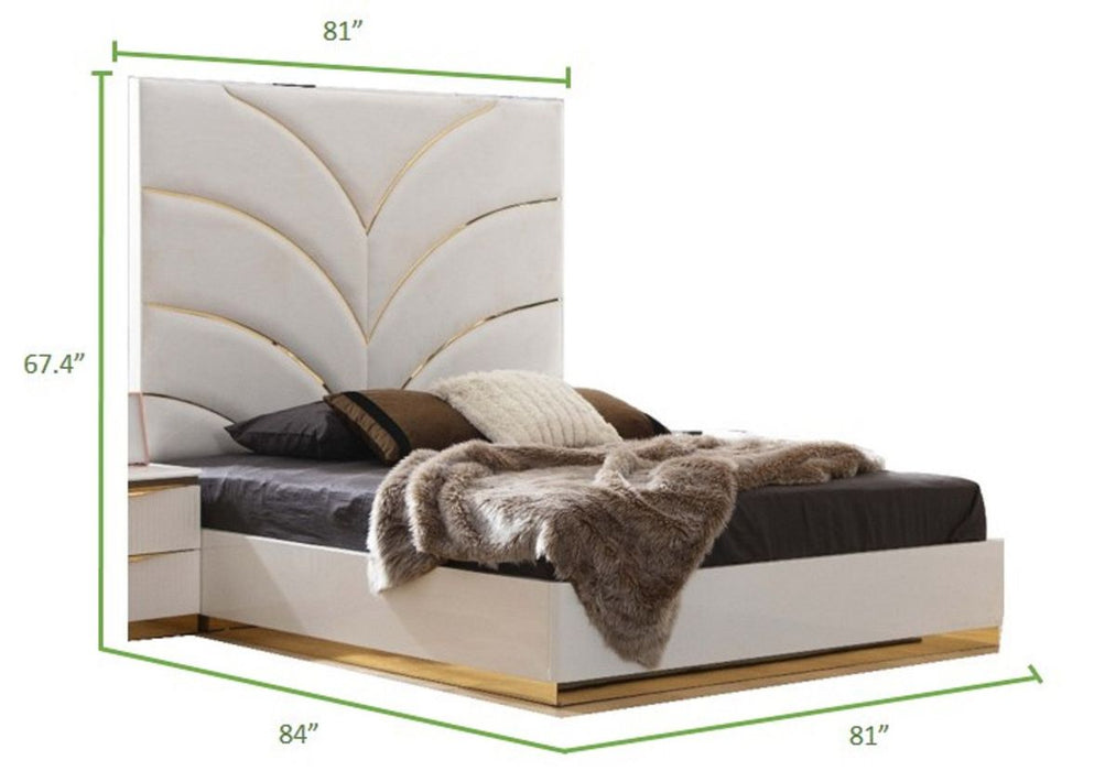 Galaxy Home Laura Gold King Bed in White - Vida Furniture (Laredo,TX)