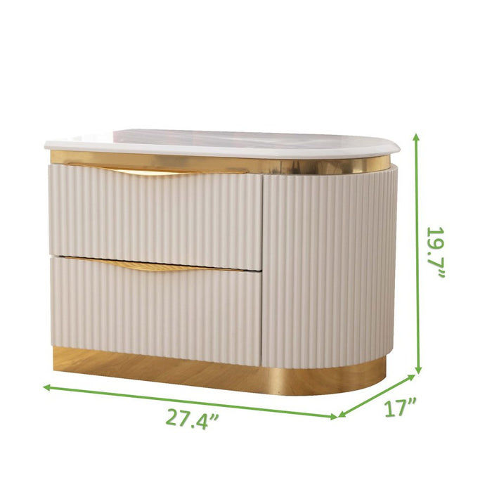 Galaxy Home Laura Gold Detailed Left Nightstand - Vida Furniture (Laredo,TX)