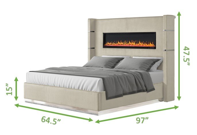 Galaxy Home Lizelle Queen Bed in with Ambient Lighting in Beige - Vida Furniture (Laredo,TX)