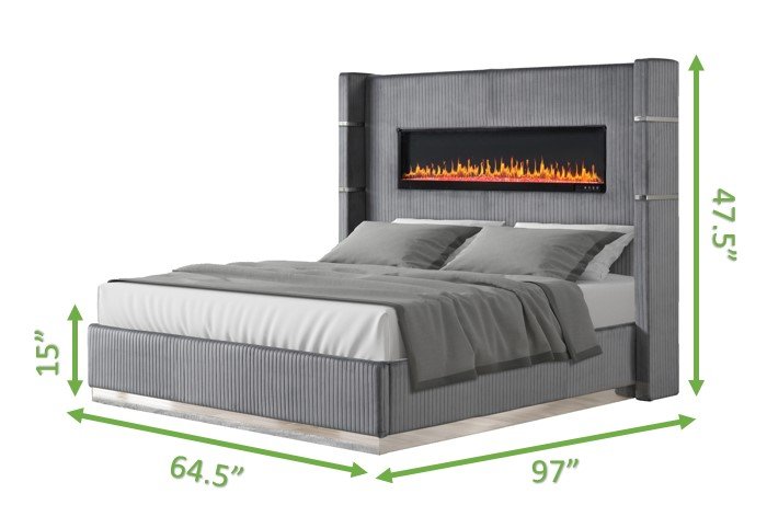 Galaxy Home Lizelle Queen Bed in with Ambient Lighting in Gray - Vida Furniture (Laredo,TX)